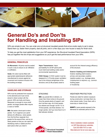 Do's and Don'ts for Handling and Installing SIPs